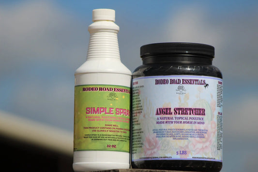 Rodeo Road Essentials Stretcher and Simple Spray Bundle showcasing Simple Spray and Angel Stretcher, designed for mobility and fast pain relief.